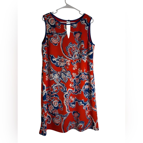 Madison Leigh Blue and Orange Sheath Dress Sleeveless Midi - Picture 1 of 1